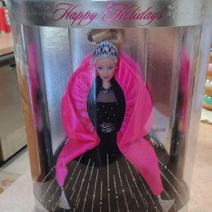 Vintage Holiday Barbie Doll with Pink and Black Gown New